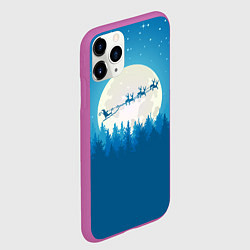 Чехол iPhone 11 Pro матовый Санта с Оленями, цвет: 3D-фиолетовый — фото 2