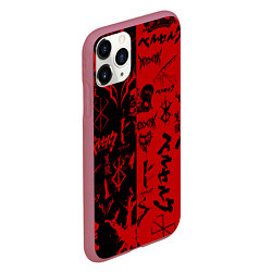 Чехол iPhone 11 Pro матовый BERSERK BLACK RED БЕРСЕРК ПАТТЕРН, цвет: 3D-малиновый — фото 2