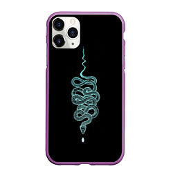 Чехол iPhone 11 Pro матовый Вьющаяся змея, цвет: 3D-фиолетовый