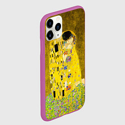 Чехол iPhone 11 Pro матовый Влюблённые поцелуй художник Климт, цвет: 3D-фиолетовый — фото 2