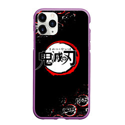 Чехол iPhone 11 Pro матовый КЛИНОК РАССЕКАЮЩИЙ ДЕМОНОВ БРЫЗГИ КРАСОК, цвет: 3D-фиолетовый