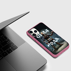 Чехол iPhone 11 Pro матовый Сила Рода Славянский воин, цвет: 3D-малиновый — фото 2