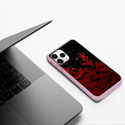 Чехол iPhone 11 Pro матовый БЕРСЕРК КЛЕЙМО ЛОГО СТАЯ ВОРОН, RED CROW, цвет: 3D-розовый — фото 2