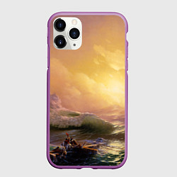 Чехол iPhone 11 Pro матовый Шторм в море девятый вал, цвет: 3D-фиолетовый