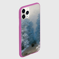 Чехол iPhone 11 Pro матовый Зимний пейзаж картина маслом, цвет: 3D-фиолетовый — фото 2
