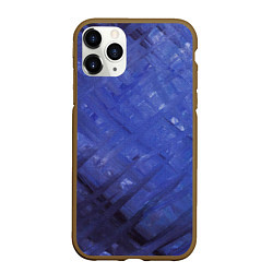 Чехол iPhone 11 Pro матовый Синие акварельные мазки, цвет: 3D-коричневый