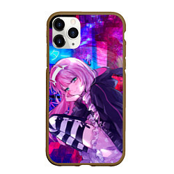 Чехол iPhone 11 Pro матовый Zero Two в неоновом городе, цвет: 3D-коричневый