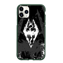Чехол iPhone 11 Pro матовый TES DRAGON WHITE LOGO БРЫЗГИ КРАСОК, цвет: 3D-темно-зеленый