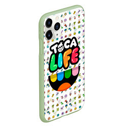Чехол iPhone 11 Pro матовый Toca Boca Тока Бока Паттерн, цвет: 3D-салатовый — фото 2