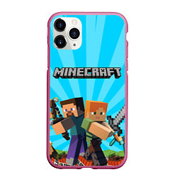 Чехол iPhone 11 Pro матовый МАЙНКРАФТ ГЕРОИ ИГРЫ MINECRAFT, цвет: 3D-малиновый