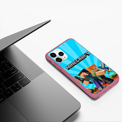 Чехол iPhone 11 Pro матовый МАЙНКРАФТ ГЕРОИ ИГРЫ MINECRAFT, цвет: 3D-малиновый — фото 2
