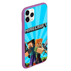 Чехол iPhone 11 Pro матовый МАЙНКРАФТ ГЕРОИ ИГРЫ MINECRAFT, цвет: 3D-фиолетовый — фото 2