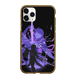 Чехол iPhone 11 Pro матовый Genshin Impact Raiden, цвет: 3D-коричневый