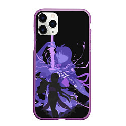 Чехол iPhone 11 Pro матовый Genshin Impact Raiden, цвет: 3D-фиолетовый
