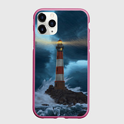 Чехол iPhone 11 Pro матовый НОЧНОЙ МАЯК, цвет: 3D-малиновый