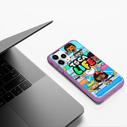 Чехол iPhone 11 Pro матовый Toca Boca Тока Бока аттракцион, цвет: 3D-фиолетовый — фото 2