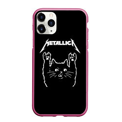 Чехол iPhone 11 Pro матовый Meowtallica, цвет: 3D-малиновый