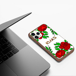 Чехол iPhone 11 Pro матовый Юлия в розах, цвет: 3D-коричневый — фото 2