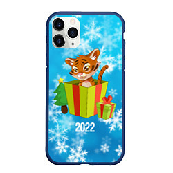 Чехол iPhone 11 Pro матовый Тигр в подарочной коробке, цвет: 3D-тёмно-синий