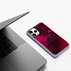Чехол iPhone 11 Pro матовый Бордовые мазки в тёмно-красных тонах, цвет: 3D-светло-сиреневый — фото 2