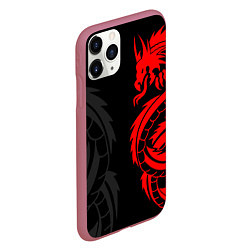 Чехол iPhone 11 Pro матовый КРАСНЫЙ ДРАКОН ТАТУ RED DRAGON TATTOO, цвет: 3D-малиновый — фото 2
