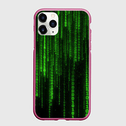 Чехол iPhone 11 Pro матовый Матрица двоичный код, цвет: 3D-малиновый