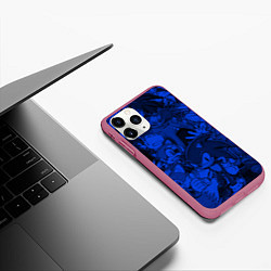 Чехол iPhone 11 Pro матовый SONIC BLUE PATTERN СИНИЙ ЁЖ, цвет: 3D-малиновый — фото 2