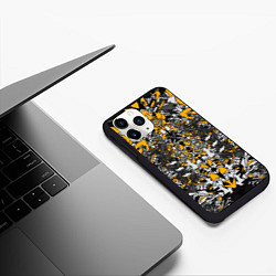 Чехол iPhone 11 Pro матовый Жёлтый каменный дракон, цвет: 3D-черный — фото 2