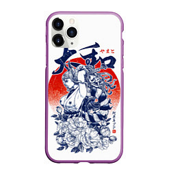Чехол iPhone 11 Pro матовый Ямато девушка самурай Ван Пис, цвет: 3D-фиолетовый