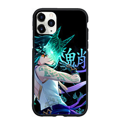 Чехол iPhone 11 Pro матовый Genshin Impact: Сяо, цвет: 3D-черный