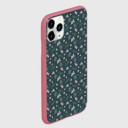 Чехол iPhone 11 Pro матовый Винтажный узор с цветами, цвет: 3D-малиновый — фото 2