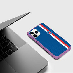 Чехол iPhone 11 Pro матовый PSG SPORT STRIPES UNIFORM, цвет: 3D-фиолетовый — фото 2