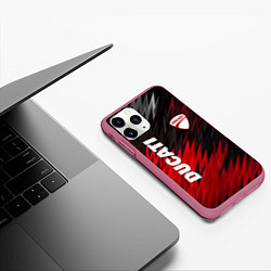 Чехол iPhone 11 Pro матовый DUCATI RED STYLE MOTOCYCLE, цвет: 3D-малиновый — фото 2