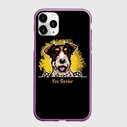 Чехол iPhone 11 Pro матовый Фокстерьер Fox terrier, цвет: 3D-фиолетовый