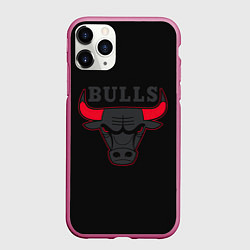 Чехол iPhone 11 Pro матовый CHICAGO BULLS ЧИКАГО БУЛЛС ЯРОСТЬ БЫКА, цвет: 3D-малиновый