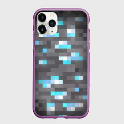 Чехол iPhone 11 Pro матовый АЛМАЗНАЯ РУДА DIAMOND ORE MINCRAFT, цвет: 3D-фиолетовый