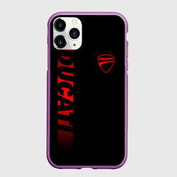 Чехол iPhone 11 Pro матовый DUCATI BLACK RED LINE, цвет: 3D-фиолетовый