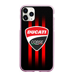 Чехол iPhone 11 Pro матовый DUCATI CARBON LOGO ITALY CONCERN, цвет: 3D-розовый