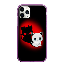 Чехол iPhone 11 Pro матовый КОТИК ДЬЯВОЛ KITTY DEVIL, цвет: 3D-фиолетовый