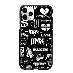 Чехол iPhone 11 Pro матовый RAP & HIP HOP LOGOS, цвет: 3D-черный