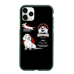 Чехол iPhone 11 Pro матовый Собака Такса Dachshund, цвет: 3D-темно-зеленый