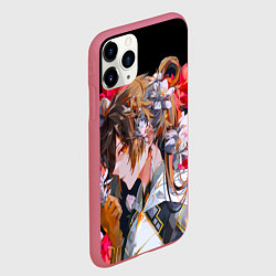 Чехол iPhone 11 Pro матовый Чжун Ли в цветах Genshin impact, цвет: 3D-малиновый — фото 2