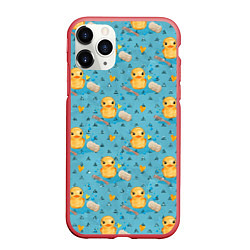 Чехол iPhone 11 Pro матовый Чистюля: уточки, цвет: 3D-красный