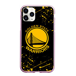 Чехол iPhone 11 Pro матовый GOLDEN STATE WARRIORS? , БРЫЗГИ КРАСОК, цвет: 3D-розовый