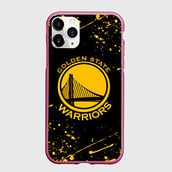 Чехол iPhone 11 Pro матовый GOLDEN STATE WARRIORS? , БРЫЗГИ КРАСОК, цвет: 3D-малиновый