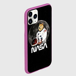 Чехол iPhone 11 Pro матовый Доги Космонавт Мем Наса Doge, цвет: 3D-фиолетовый — фото 2