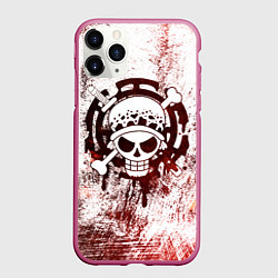 Чехол iPhone 11 Pro матовый Трафальгар Ло Пираты сердца Весёлый Роджер, цвет: 3D-малиновый