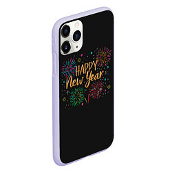 Чехол iPhone 11 Pro матовый Fireworks Explosinons Happy New Year, цвет: 3D-светло-сиреневый — фото 2