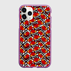 Чехол iPhone 11 Pro матовый Geometry Dash: Demons Pattern, цвет: 3D-фиолетовый