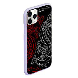 Чехол iPhone 11 Pro матовый БЕЛО КРАСНЫЙ ДРАКОН RED WHITE DRAGON, цвет: 3D-светло-сиреневый — фото 2